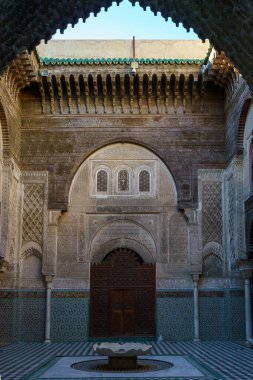 Fas 'ta. Fes. Al Attarine Madrasa, Fes medina. 1323-1325 yılları arasında Marinid Sultanı II. Uthman Ebu Said tarafından inşa edildi.