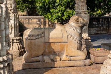 India. Rajasthan. Chittorgarh. Chittor Fort. Temple of Samiddhesvara. Pavilion of Nandi (bull) clipart