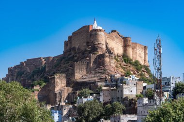Hindistan. Rajasthan Eyaleti. Jodhpur. Mehrangarh Kalesi (Rathore Rajput kraliyet hükümdarlarının tarihi kalesi)
