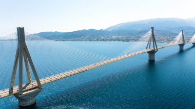 Aerial view of cable bridge of Rio - Antirio 