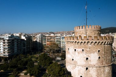 Yunanistan 'ın Selanik kentindeki Beyaz Kule' nin hava manzarası