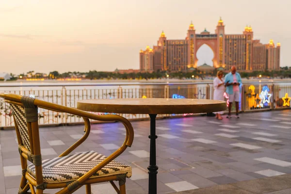 Cafetería Boulevard Pointe Palm Jumeirah Dubai Con Vista Atlantis Hotel — Foto de Stock