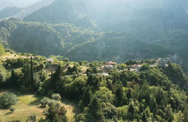 Aerial View Small Greek Village Mountain — Photo