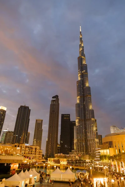 Dubai Downtown Abend Leitartikel Aufgenommen Dubai Vae Dezember 2022 Stockbild