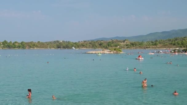 Niesamowita Plaża Kavourotrypes Półwyspie Sithonia Halkidiki Grecja Redakcja Sierpnia 2023 — Wideo stockowe