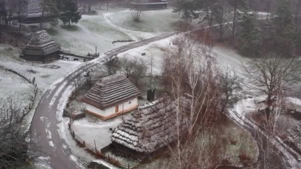 Kyiv Ukraine Dec 2020 Aerial Footage Outdoor Folk Museum Pyrohiv — Stock Video