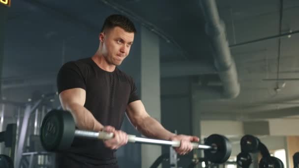 Mittlere Aufnahme Einer Jungen Gut Aussehenden Athletin Die Fitnessstudio Übungen — Stockvideo
