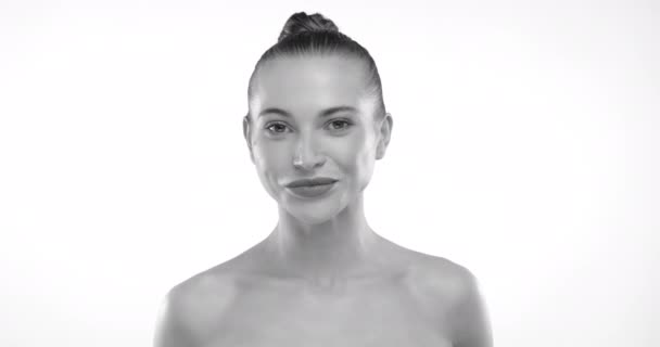 Attrice Elegante Immagine Bianco Nero Dimostra Che Vera Bellezza Femminile — Video Stock