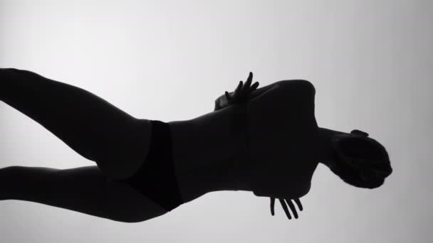 Captured Vertical Format Womans Silhouette Dramatically Encased Monochrome Light Her — Stock Video