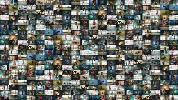 Kolaż 400 Filmów Wideo Gdzie Różne Osoby Angażują Się Działalność — Wideo stockowe
