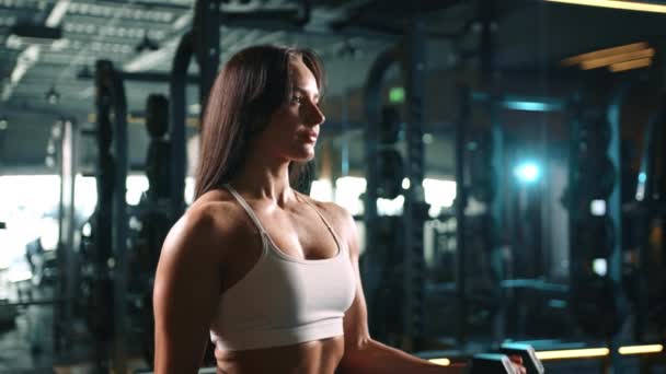 Dans Cadre Gymnastique Serein Une Femme Dévouée Effectue Une Boucle — Video