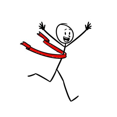 Bir adam bitiş çizgisini geçtikten sonra şampiyon oldu ve çok mutlu oldu.