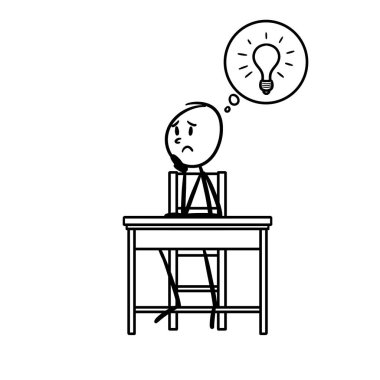 Erkek öğrencilerin illüstrasyonu kafa karıştırıcı fikirler arıyor.