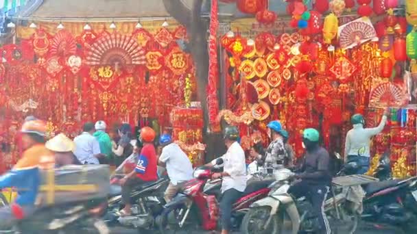 Chi Minh Stadt Vietnam Januar 2024 Gedränge Von Menschen Einkaufen — Stockvideo
