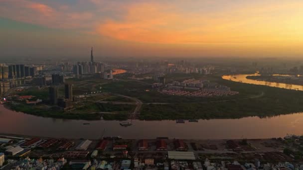 Chi Minh Şehri Vietnam Hava Manzarası Nehir Kenarındaki Vaha Elmas — Stok video
