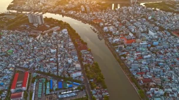 Hyperlapse Vista Aérea Cidade Ásia Com Casa Tubo Lotado Área — Vídeo de Stock