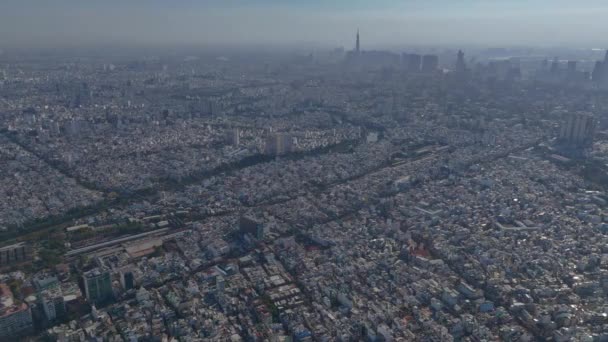 Aeriral Syn Asien Stad Luftkvalitetsfrågor Urbana Luftföroreningar Dammig Atmosfär Global — Stockvideo