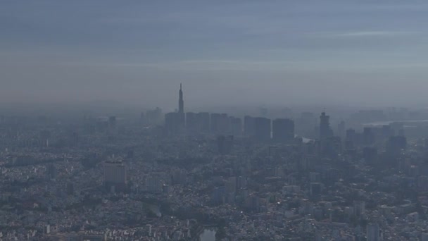 Aeriral Syn Asien Stad Luftkvalitetsfrågor Urbana Luftföroreningar Dammig Atmosfär Global — Stockvideo