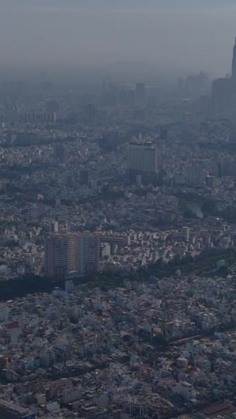Aeriral Syn Asien Stad Luftkvalitetsfrågor Urbana Luftföroreningar Dammig Atmosfär — Stockvideo