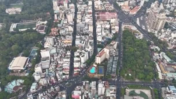 Városi Légi Kilátás Minh Város Járművek Forgalom Utcán Hyperlapse Forgalmas — Stock videók