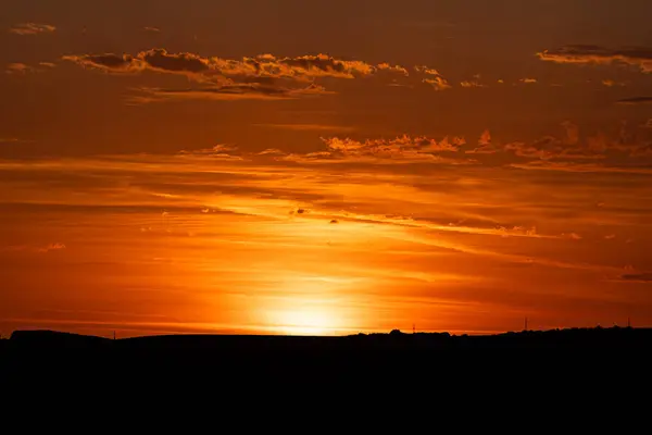 Orange Sonnenuntergang Mit Wolken — Stockfoto