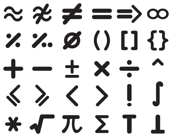 Set Verschiedener Mathematik Symbole Auf Weißem Hintergrund — Stockvektor