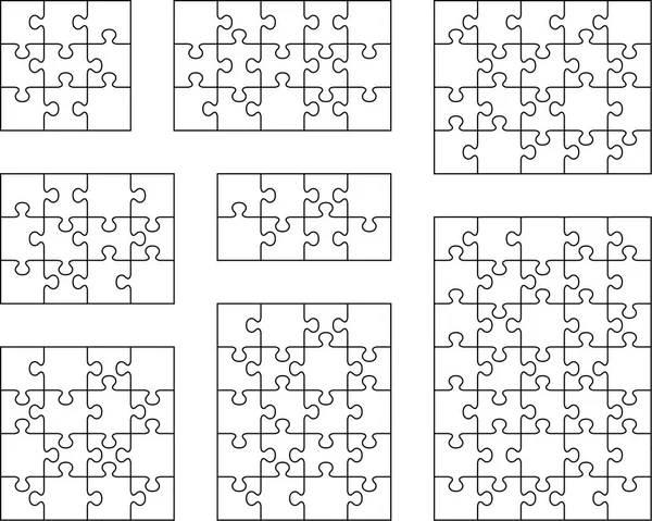 Illustration Eight Different White Puzzles Separate Pieces — Vetor de Stock