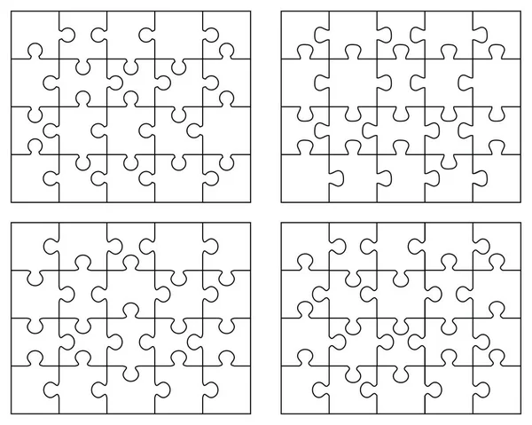 Illustration Von Vier Weißen Puzzles Getrennte Teile — Stockvektor