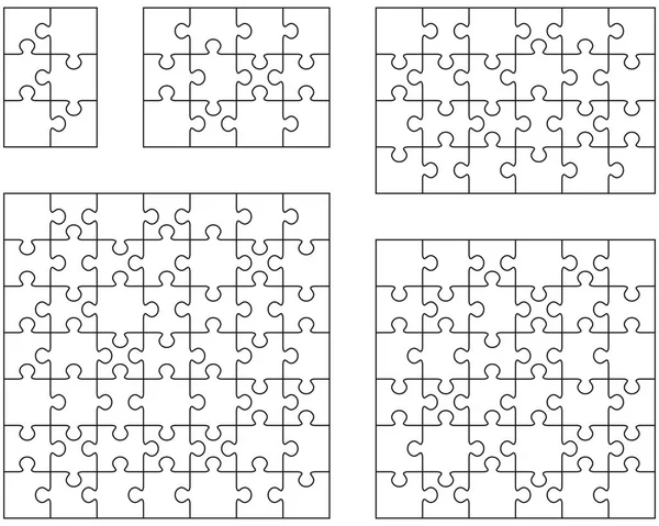 Illustration Cinq Puzzles Blancs Pièces Séparées — Image vectorielle