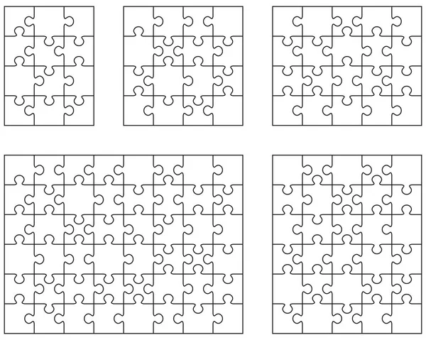 Illustration Four White Puzzles Separate Pieces Royalty Free Stock Vectors