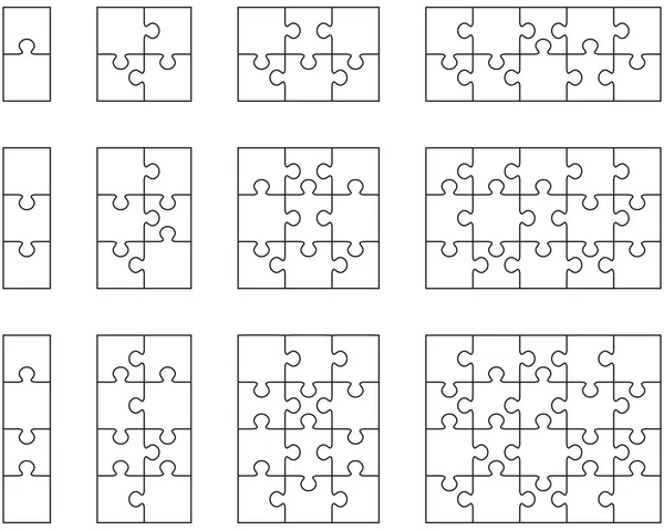 Illustration Twelve White Puzzles Separate Pieces Vector Graphics