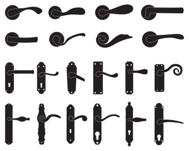 Kapı tokmağı siluetleri ve kapı kolları.