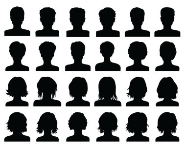 Beyaz arkaplandaki siyah siluetler