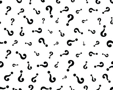 Black question mark on a white background, seamless pattern