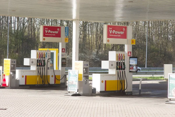 Arnhem Netherlands March 2023 Petrol Pumps Shell Petrol Station Stock Image