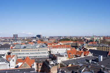 Danimarka 'daki Kopenhag merkezinin ufuk çizgisinin havadan manzarası