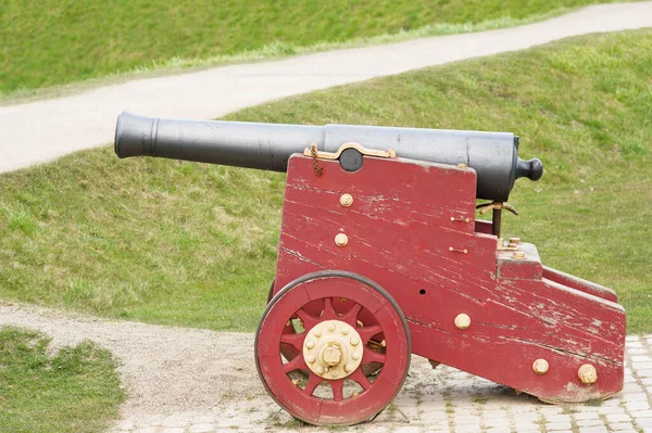 Старая Историческая Пушка Кастелле Копенгагене Дании Зеленой Травой Заднем Плане — стоковое фото