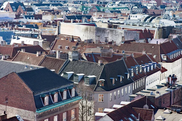 Letecká Krajina Panorama Mnoha Hnědými Střechami Centra Kodaně Dánsku — Stock fotografie