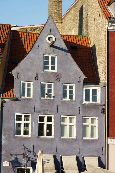 Kodaň Denmark Dubna 2023 Modrý Historický Řadový Dům Nyhavnu Centru — Stock fotografie