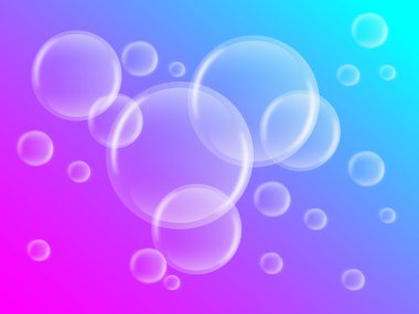 Mavi-mor arkaplan, vektör, 3D üzerinde soyut temiz baloncuklar