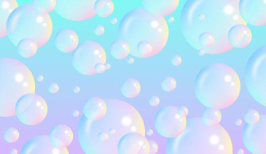 Mavi-mor arkaplan, vektör, 3D üzerinde soyut temiz baloncuklar