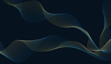 Karanlık soyut arka plan modern teknoloji tarzı ve akış dalgaları. Vektör illüstrasyonu
