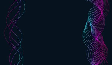 Karanlık soyut arka plan modern teknoloji tarzı ve akış dalgaları. Vektör illüstrasyonu
