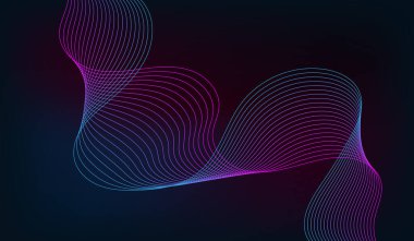 Karanlık soyut arka plan modern teknoloji tarzı ve akış dalgaları. Vektör illüstrasyonu