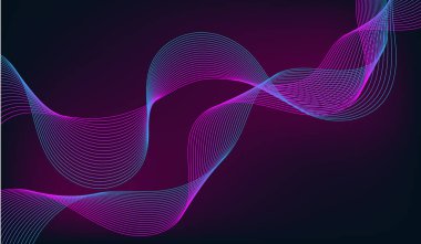 Karanlık soyut arka plan modern teknoloji tarzı ve akış dalgaları. Vektör illüstrasyonu