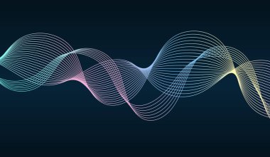 Karanlık soyut arka plan modern teknoloji tarzı ve akış dalgaları. Vektör illüstrasyonu