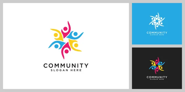 Teamwork Mensen Community Logo Ontwerp — Stockvector