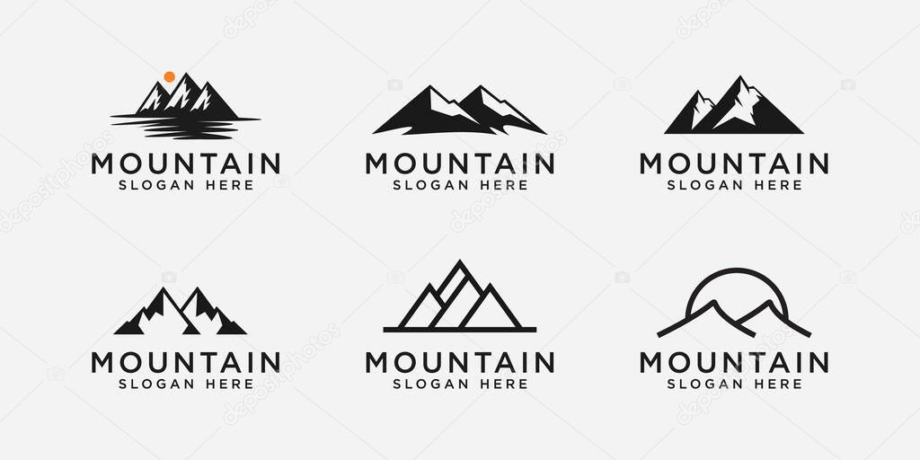 Set of mountain logo vector design template