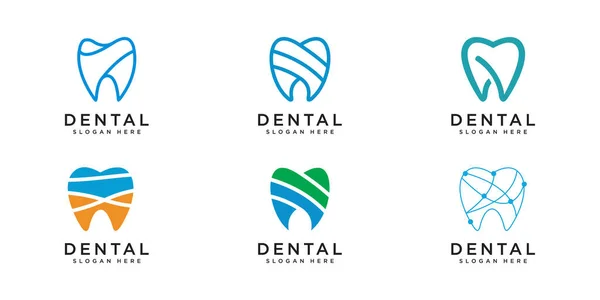 Conjunto Vetor Design Logotipo Dental — Vetor de Stock