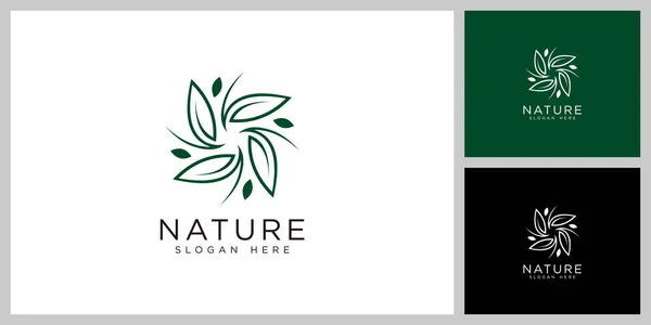 Blumenvektor Logo Lineare Blatt Floralen Schriftzug Öko Zeichen Abstraktes Natur — Stockvektor